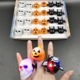 thumbnail image 5 of 12 anillos iluminados de Halloween, recuerdos de fiesta de Halloween, anillo brillante, calabaza + murciélago + esqueleto, 5 of 5