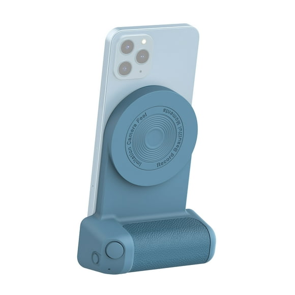 Bluetooth Magnetic Phone Holder with Non-Slip Grip Design - Basic Model in Blue, Features Built-in Rechargeable Battery, Includes USB Charging Cable and Metal Ring