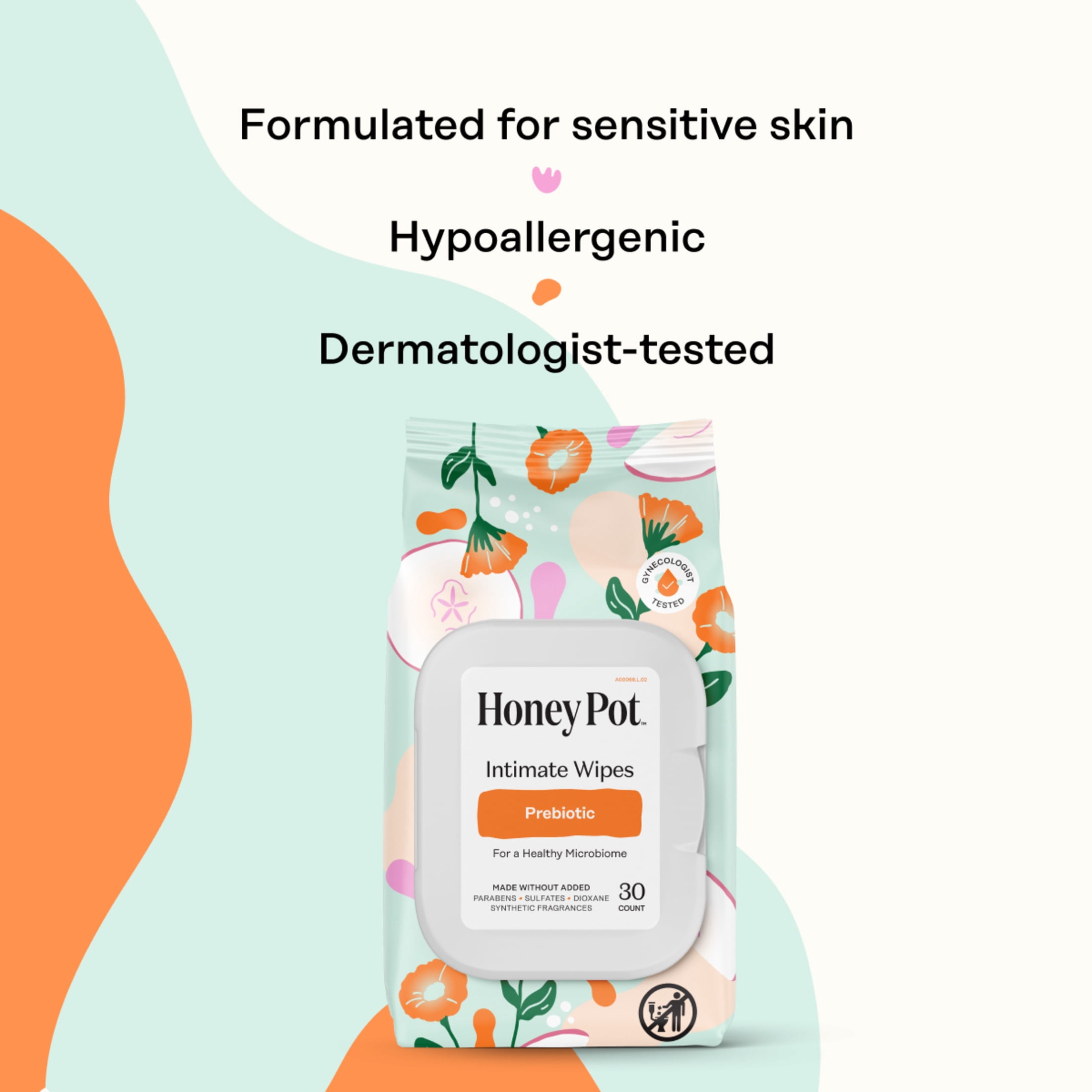 Honey Pot Intimate Wipes - Prebiotic, 30 Count