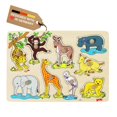 thumbnail image 1 of Puzle de madera Goki Safari Animals, primer rompecabezas de 1 a 3 años, 1 of 8