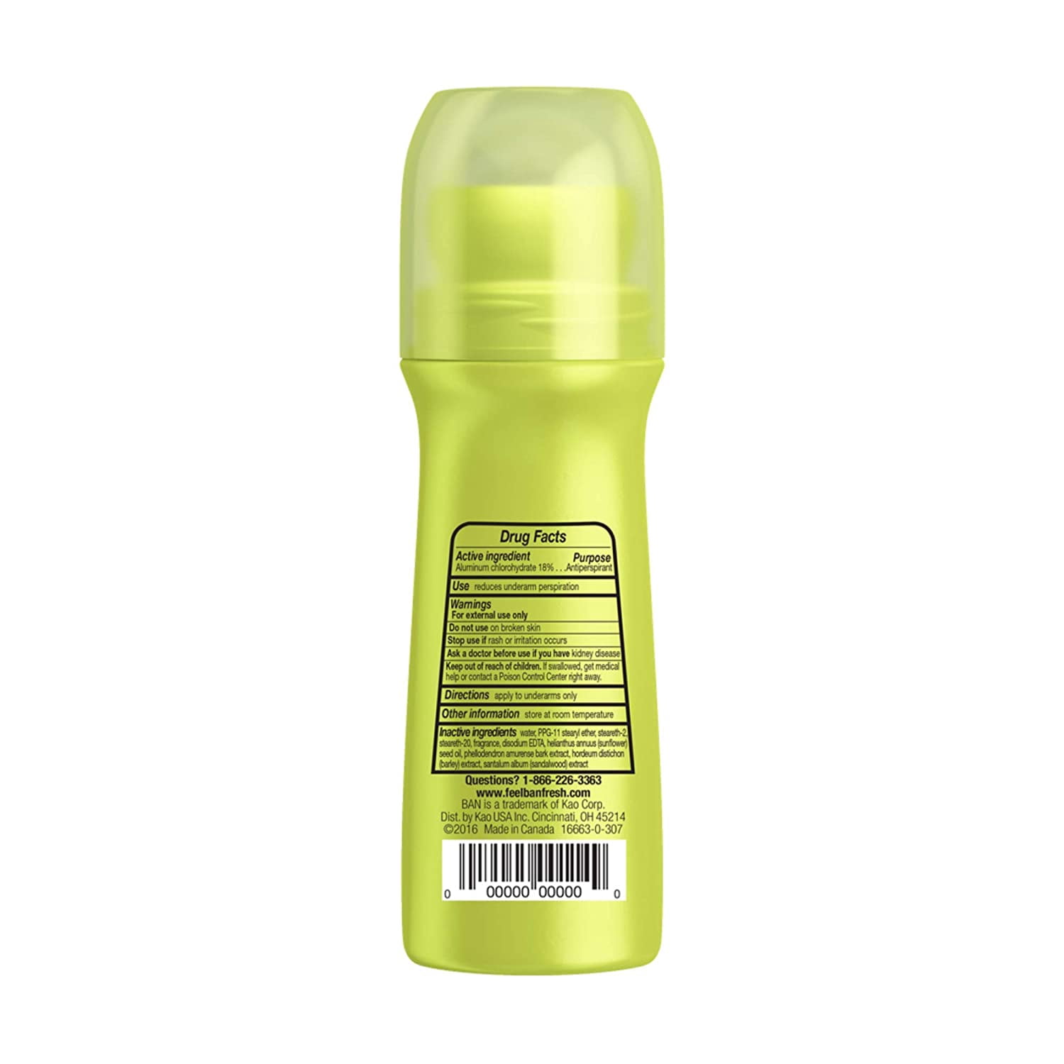 Ban Anti-Perspirant Deodorant Original Roll-On Powder Fresh 3.50 oz (Pack of 6)