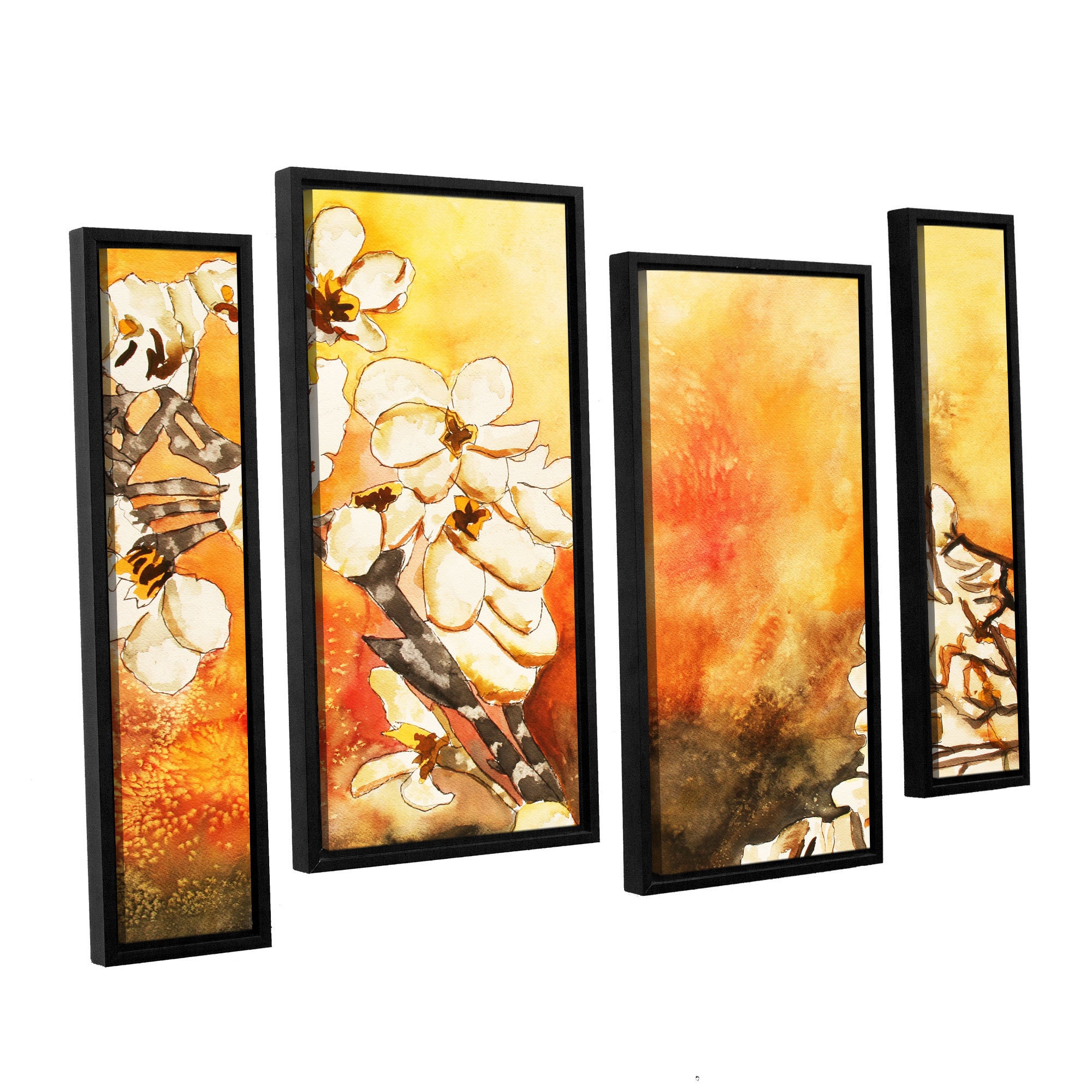 ArtWall Derek Mccrea "Cherry Blossom" 4-Piece Floater-framed Canvas Staggered Set