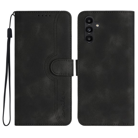 for Samsung Galaxy A34 5G Case with Card Holder, Genuine PU Leather Wrist Strap Wallet Stand Cover with Flip Kickstand RFID Blocking Magnetic Clasp for Samsung Galaxy A34 5G, Black