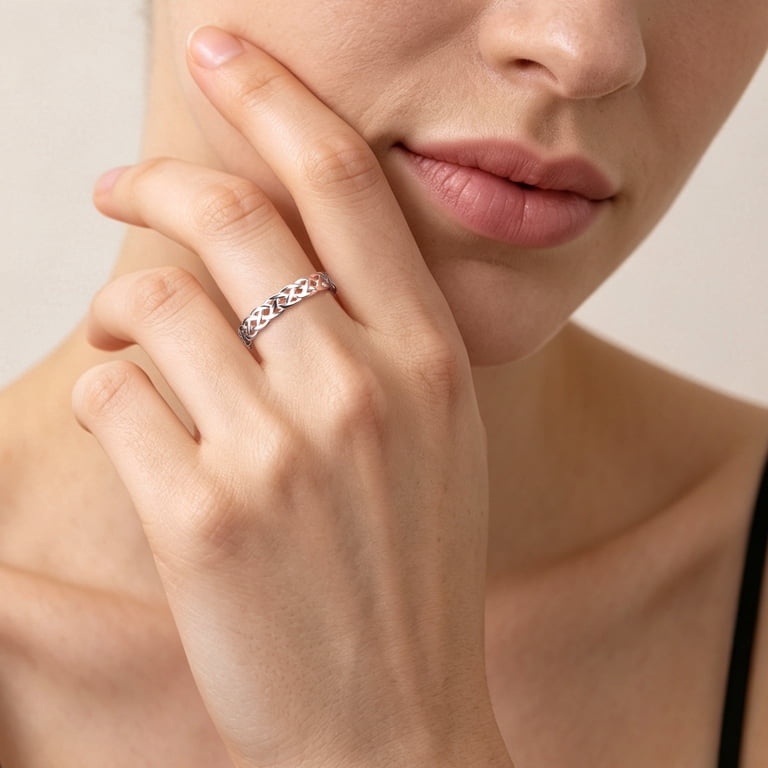 ChicSilver 925 Sterling Silver Celtic Knot Eternity Band, 4mm photo 2