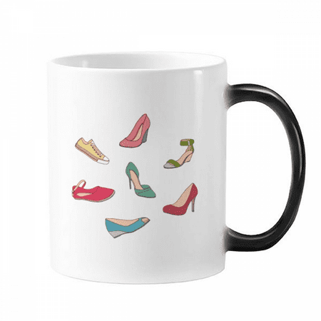 

Colorful Cartoon High Heels Shoes Pattern Changing Color Mug Morphing Heat Sensitive Cup With Handles 350 ml