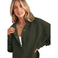 thumbnail image 6 of SWQZVT Womens Hoodies Fall Button Up V Neck Long Sleeve Hooded Pullover Casual Oversized Side Slit Womens Sweatshirts L, 6 of 8