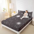 thumbnail image 4 of jejeloiu Astrology Theme Queen Sheet Sets,Universe Starry Night Flat Sheet,Whiet Deepgray Queen Fitted Sheet For Girls Teens,Breathable Home Decor,4 Pieces, 4 of 7