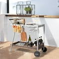 thumbnail image 3 of Nuu Garden Outdoor 2-Tier Wicker Bar Cart on Wheels with 2 Wine Racks and 3 Hooks, for Decoration and Storage Indoors & Outdoors, Kitchen, Patio, Deck, Garden, Poolside, Gray, 3 of 10