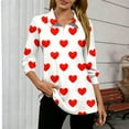 thumbnail image 4 of FRSASU 3/4 Length Sleeve Womens Tops Dressy Casual Love Printed V Neck Shirts Trendy Loose Tunic Tops White, 4 of 5