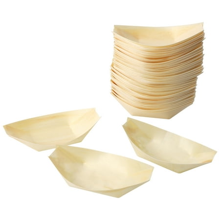 

50x finger food - bowls boat biodegradable wood 11 cm x 6.5 cm