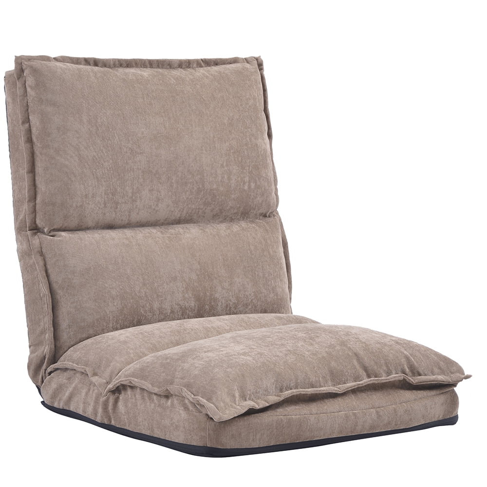 Kepooman Fabric Upholstered Adjustable Lazy Sofa Chair, Light Brown Kepooman Fabric Upholstered Adjustable Lazy Sofa Chair, Light Brown