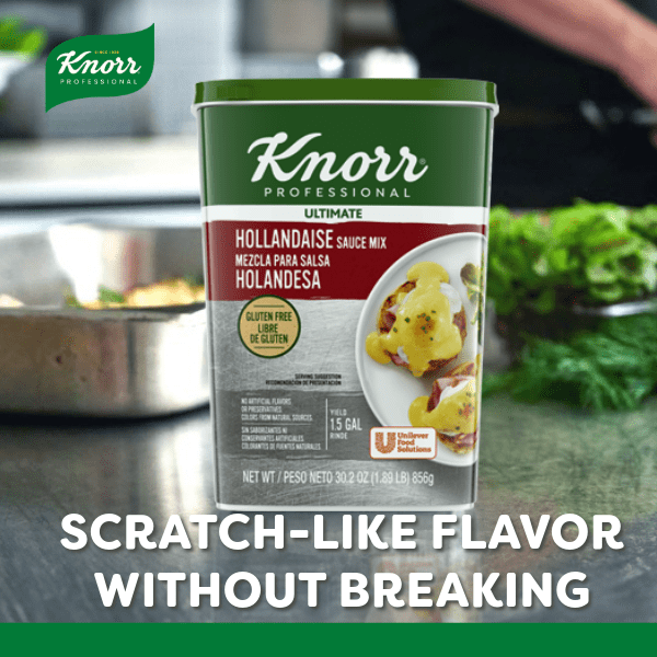 (4 pack) Knorr Professional Hollandaise Sauce Mix, Shelf Stable, Vegetarian, Gluten Free, 30.2 oz