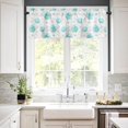 thumbnail image 3 of 3 Piece Vintage Watercolor Flowers Kitchen Curtains, Tier and Valance Rod Pocket Window Curtains Set Teal White Cafe Curtains for Kitchen Valances Window Treatment 54X18in+27x24in×2, 3 of 5