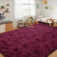 thumbnail image 2 of Janvonne 8x10 Fluffy Burgundy Red Area Rug for Bedroom Living Room Soft Fuzzy Rugs Non-Shedding Indoor Plush Rug for Nursery Kids Room Dorm Room Home Decor, High Pile Shaggy Floor Carpets, 2 of 8