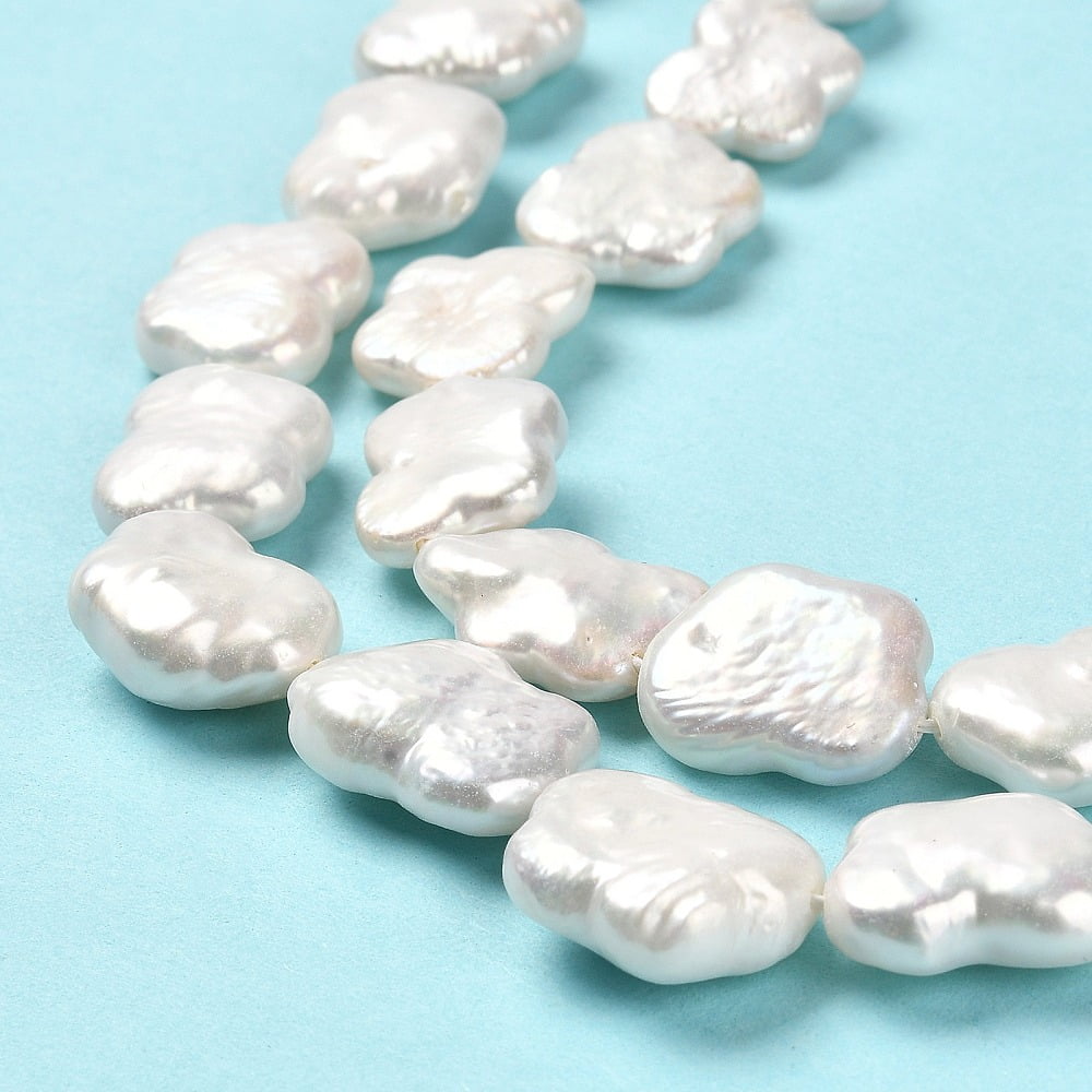 Natural Keshi Pearl Beads Strands Cultured Freshwater Pearl Baroque Pearls Grade 4A+ Butterfly Snow 12~16x10~13x4~6mm Hole: 0.7mm about 27pcs/strand 14.76''~14.96''(37.5~38cm)