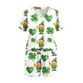 thumbnail image 4 of Girls Boys St. Patrick's Day Outfits 2PC Comfy Casual Printed Short Sleeve V Neck Pullover Top with Shorts Sets with Pockets Army Green 2 7-8 Years, 4 of 7