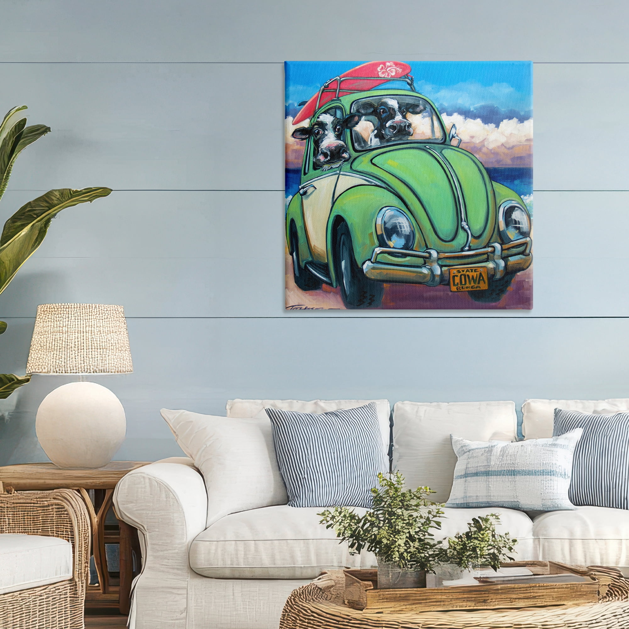 Stupell Industries Cowabunga Surfer Cows Canvas Wall Art, design by CR Townsend