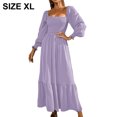 thumbnail image 2 of Vestido de manga larga para mujer, vestido largo con escote cuadrado y mangas con volantes para mujer, 2 of 6