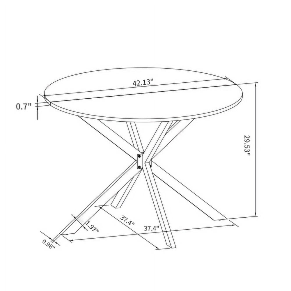 BSHTI 42.13" Modern Cross Leg Round Dining Table, White Top Occasional Table, Two Piece Removable Top, Matte Finish Iron Legs