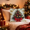 thumbnail image 1 of Funda de Cojín Navideña 3D Dorada con Diseño de Árbol de Navidad | Decoración para Sofá o Dormitorio | Lino Multicolor | 45 X 45 X 1,5 Cm | 1 Unidad, 1 of 6