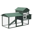 thumbnail image 1 of PawHut 84" Chicken Coop Wooden Hen House Rabbit Hutch Poultry Cage Pen Outdoor Backyard with Nesting Box and Run, Green, 1 of 10