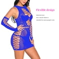 thumbnail image 4 of Mujer Malla Encantadora Mini Vestido de Encaje Delgado Bodycon Ropa de Dormir con Guantes, Azul Guardurnaity XX000051-04, 4 of 7