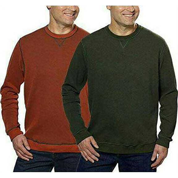 Tailor Vintage Men's Reversible Crew Neck Sweatshirt Green/Orange - Large