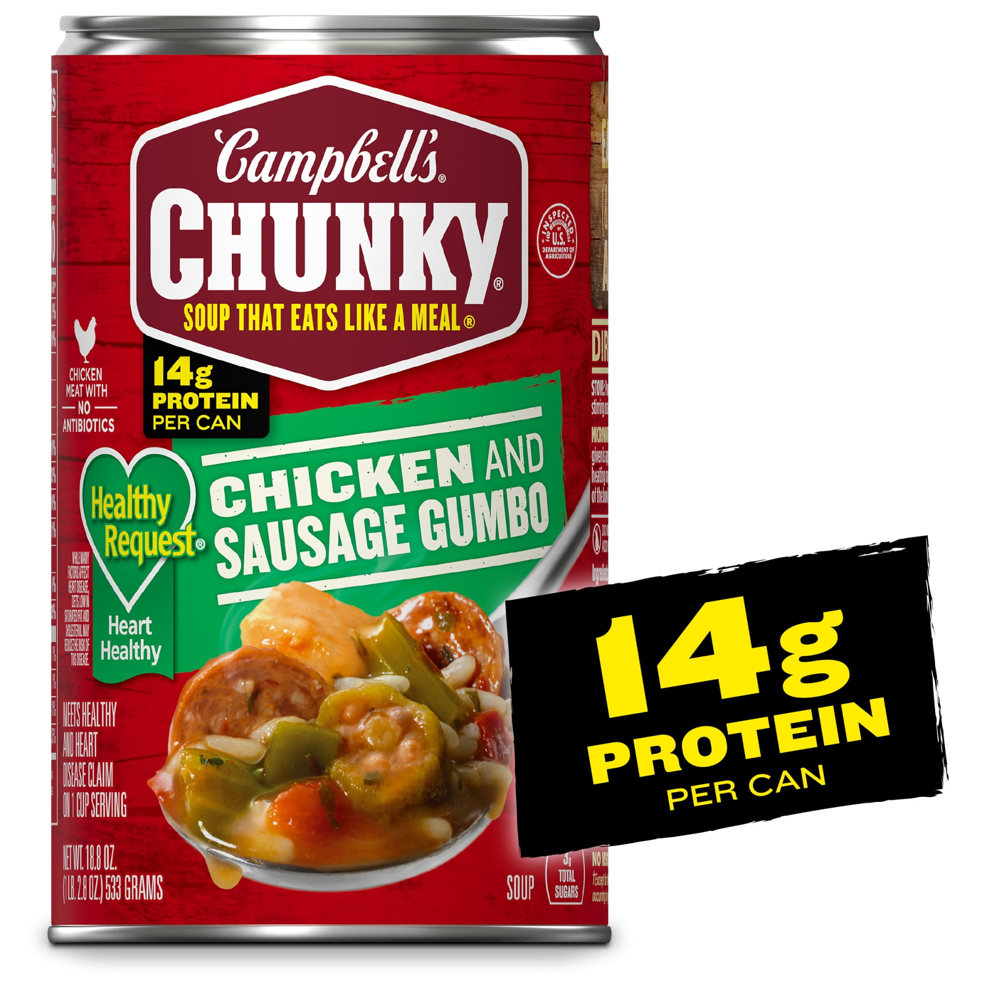 Campbell's Chunky Soup, Healthy Request Chicken and Sausage Gumbo, 18.8 oz Can