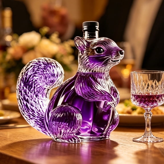 Squirrel Whiskey Decanter, Glass Animal Liquor Bottle with Stopper, Creative Wine Dispenser for Home Bar, Unique Gift for Whiskey Lovers