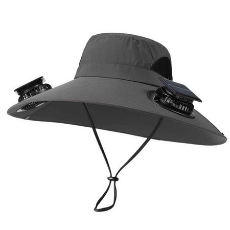 Solar Fan Hats For Men Women Wide Brim Sun Hat Outdoor Solar-Powered Essential For Fishing And Sun Protection Summer Cooling Hat Built Dual Fans
