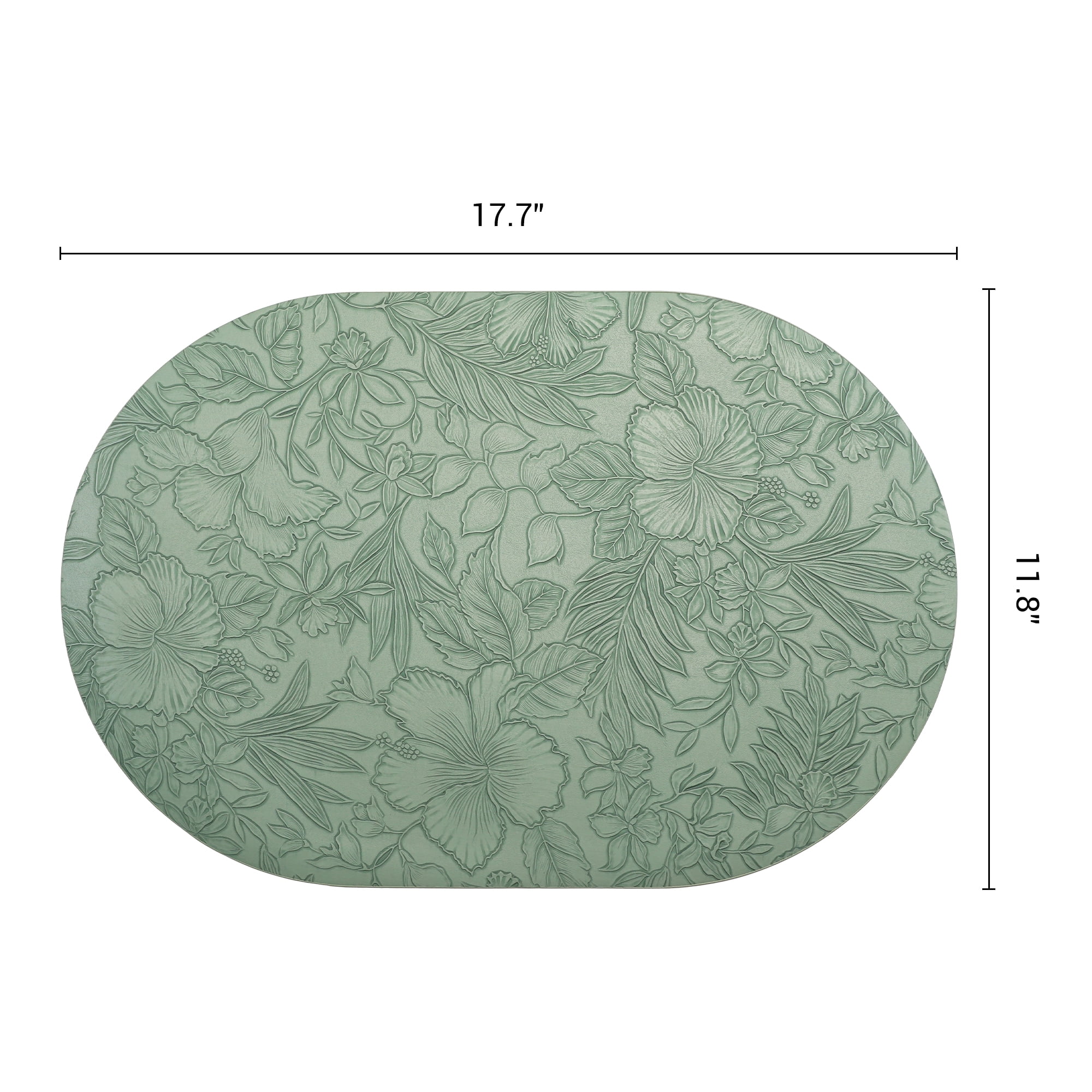 Placemats Set of 6 Leather Placemats for Kitchen Dining Table Decor Waterproof Heat Resistant Table Placemats Green 17.7*11.8inch