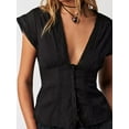 thumbnail image 6 of Yunliwuli Women’s Lace Patchwork Tank Tops Sleeveless Deep V Neck Button Down Shirts Summer Vest, 6 of 8