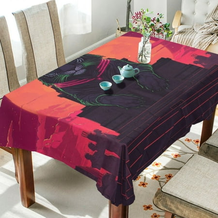 

WOBOGO Black Tiger with Glowing Green Eyes Square Tablecloth 60×90in Polyester Fabric Tablecloth Washable Dust Resistant Wrinkle Resistant