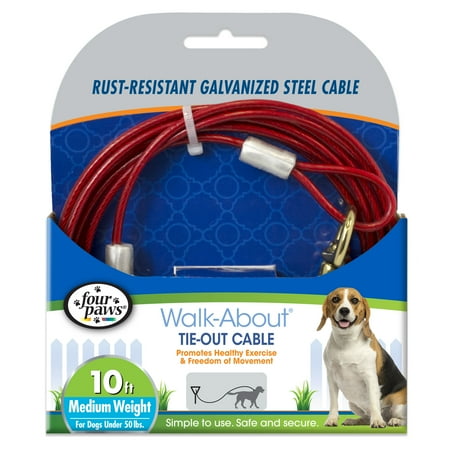 UPC: 0045663856106 | Four Paws Medium Weight Dog Tie Out Cable Red 10 feet