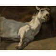 thumbnail image 2 of Piotr Michałowski 18x15 Gold Ornate Wood Frame and Double Matted Museum Art Print Titled - White Horse Stretched on the Ground, 2 of 4