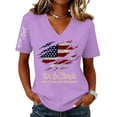 thumbnail image 2 of V Neck Shirts 4th of July for Women American Flag Graphic Tee Casual Color Block Short Sleeve Summer Tops, 2 of 4