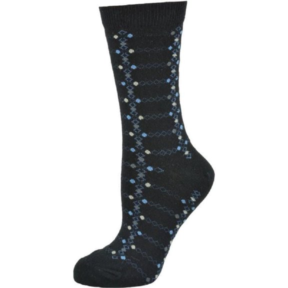 Sierra Socks Women's Cotton Geometric Pattern Crew Sock (Shoe Size: 4-10, Black)
