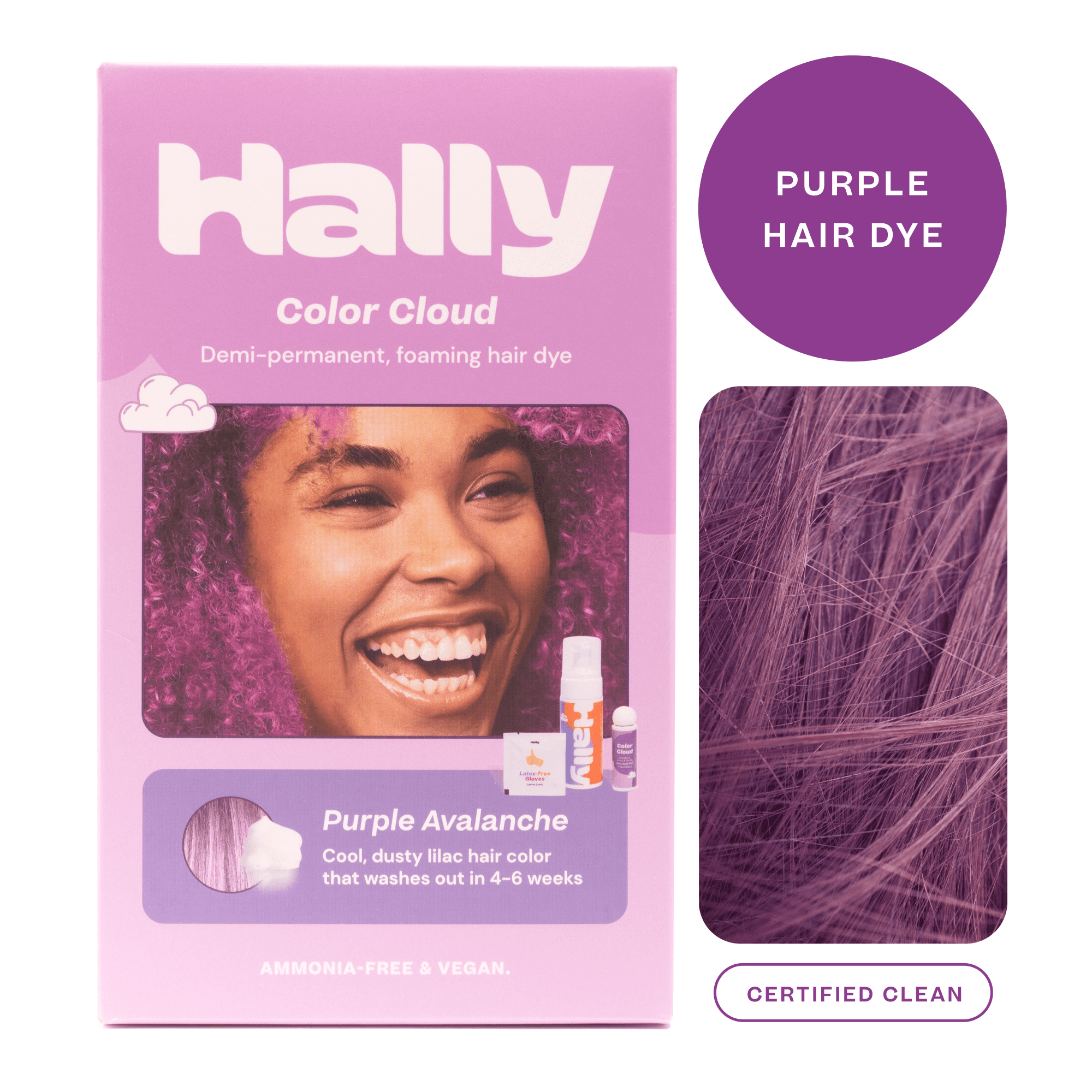 Hally Hair Color Cloud Demi Permanent Hair Dye, Purple Avalanche,  Oz -  