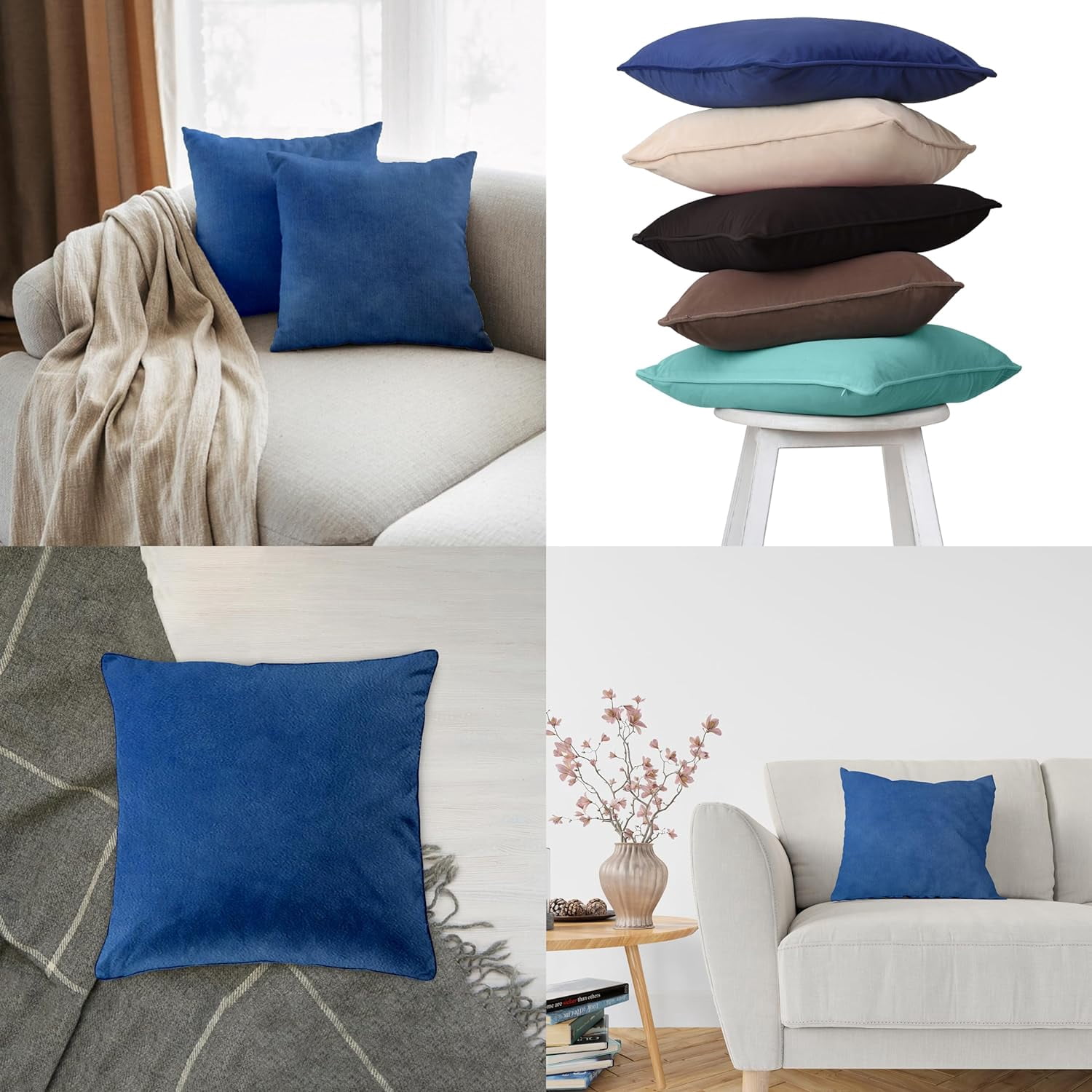 A1HC Hypoallergenic Down Alternative Pillow Inserts, 22x22 in, Square, Pack of 2, Prussian Blue