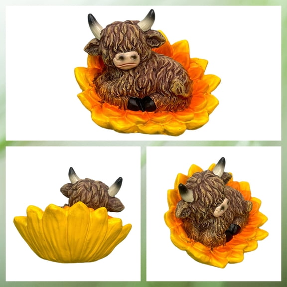 Highland Cow Figurine Highland Cow Bathroom Decor Rustic Resin Cow Statue Home Decor Ornament for Farmhouse Living Room Bedroom Garden Kitchen Office and Table