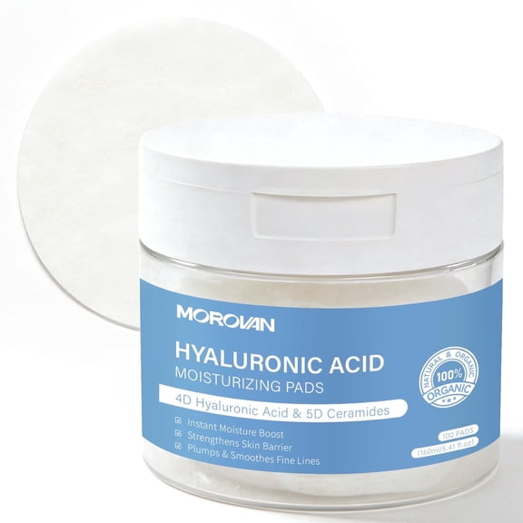 Morovan Hyaluronic Acid Moisturizing Pads, 4D HA & 5D Ceramides, Instant Hydration for Face, 5.41 fl.oz