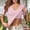 Pink, variant on Fnooota Women's Knitted T-shirts, Summer Slim Fit Short Sleeve Casual Tops with Built in Bra Black Size S-2XL