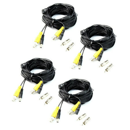 4 pc of 60 FT Power + Video Premade Siamese Black Cable for CCTV