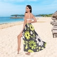 thumbnail image 6 of FORMRS Womens Long Sarong Beach Wrap Semi-Sheer Bikini Skirt Bathing Swimsuit Cover Up, Green Flower Pattern, 6 of 7