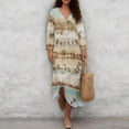 thumbnail image 4 of DISNIMO Women Maxi Dresses Tie Dye Print Casul V Neck Dress 3/4 Sleeve Loose Shift Dresses for Women Fashion Lightweight Dress, L, 4 of 6