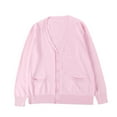 thumbnail image 2 of gbyLJF Women's Lightweight knitted Cardigan Solid Color Button Down Long Sleeve Coat Double-pocket V-neck Jacket with Pocket, 2 of 3