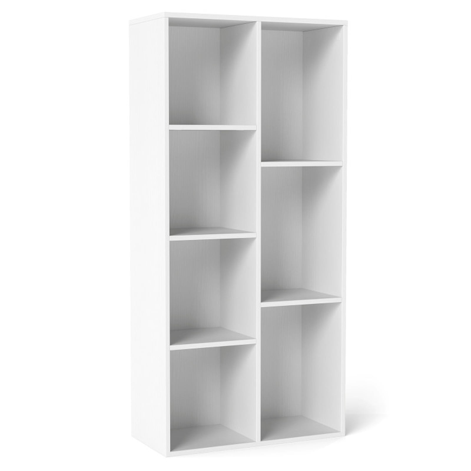 Furnibear Vertical or Horizontal Freestanding Bookshelf with 7 Compartments and Anti-Tipping Kits for Living Room Bedroom, White