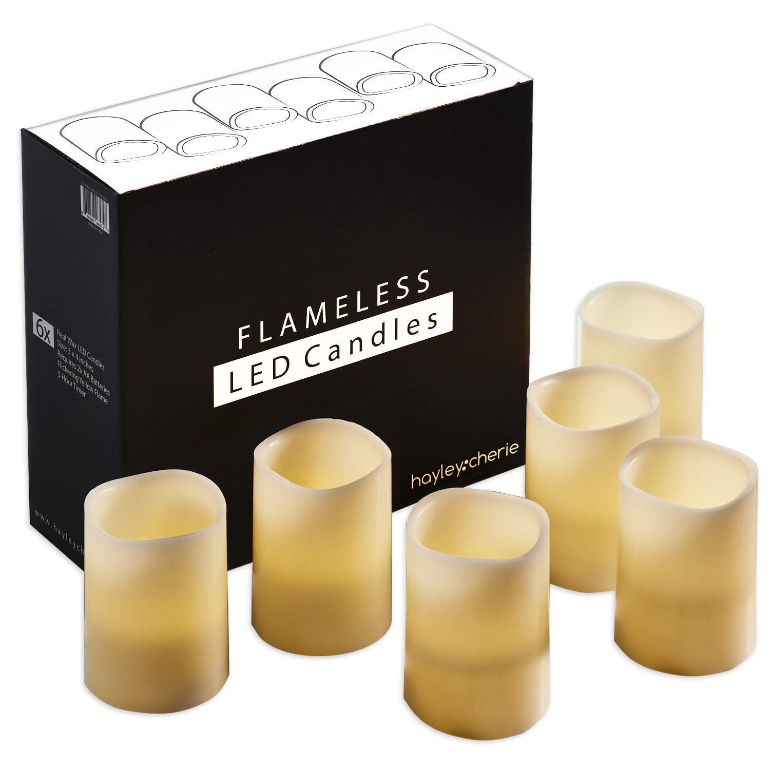 - Real Wax Flameless Candles with Timer (Set of 6) - Ivory LED Candles