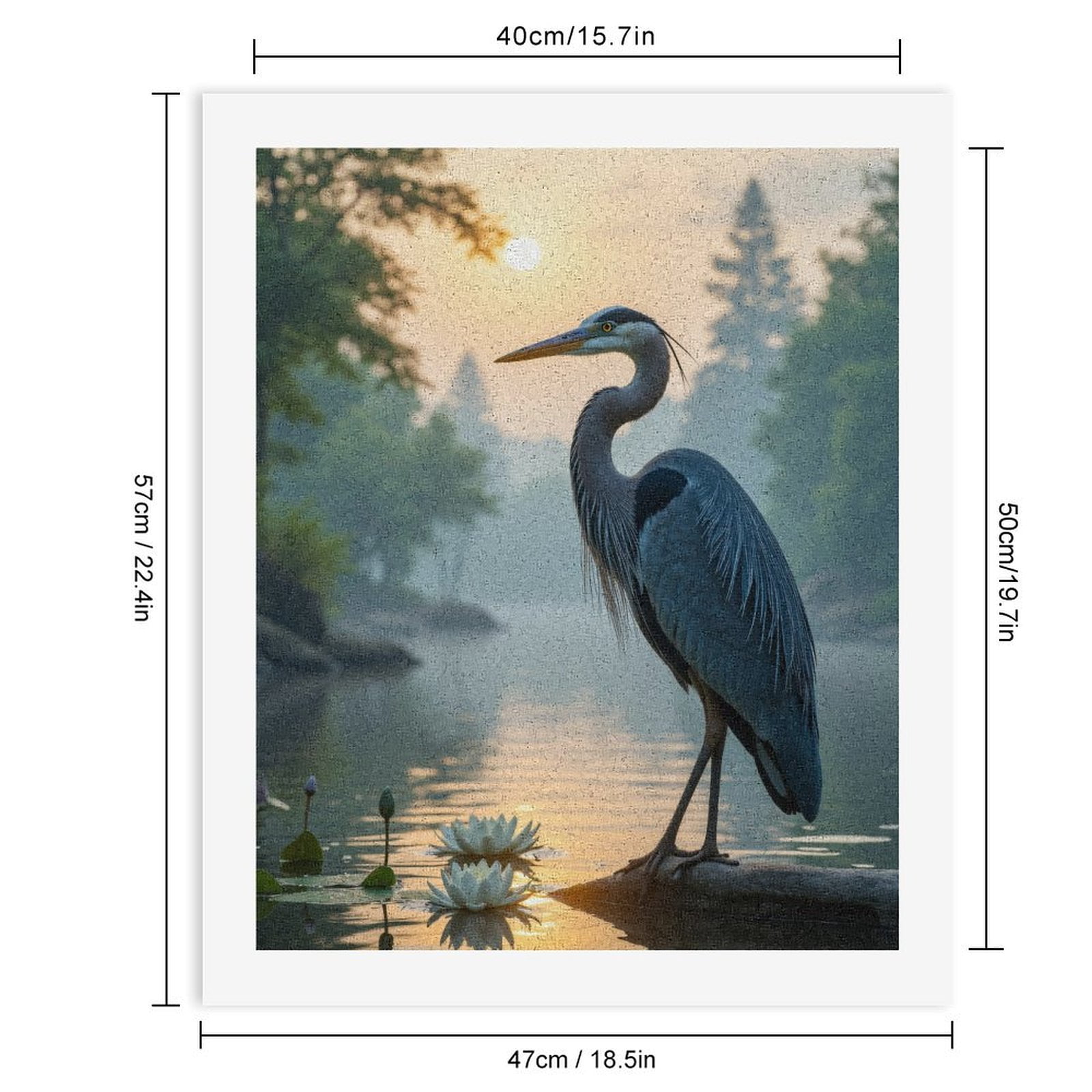 Paint by Numbers Kit for Adults, Heron Serenity Sunrise Waterscape Paint by Numbers, Easy Paint by Numbers Kit for Adults Beginner, DIY Adult Paint by Number Kits on Canvas, 12x16in Home Decor
