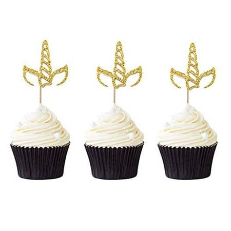 24Pcs Glitter Unicorn Cupcake Toppers – 4 Colors, Baby Shower, Birthday, Wedding Cake Decorations | Food Picks For Party Desserts